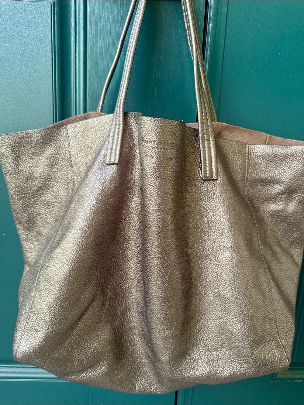 NEW!! Kurt Geiger London Made in Italy Pebbled Leather Oversized Shopper Tote